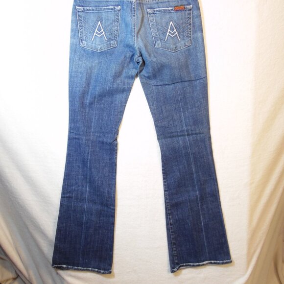 Seven 7 For All Mankind Jeans Womens 28 Blue A Pocket‎ Boot Cut Mid Rise EUC - Picture 1 of 10